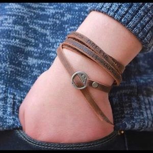 COPY - Leather wrap bracelet embossed writing